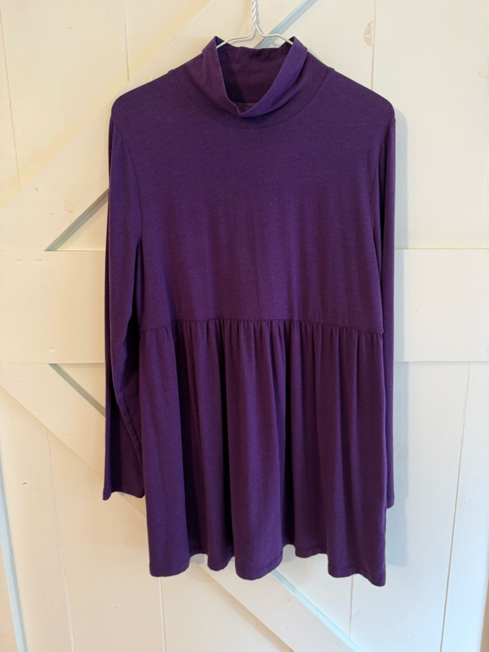 Sahalie Purple Turtleneck Tunic Dress PL Cotton Blend Long Sleeve Swing Top